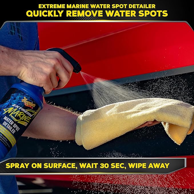 Meguiar's Boat & RV Wash & Wax Starter Kit - The Perfect Detailing Kit For Boats & RVs - Includes Wash, Wax, Water Spot Remover, Vinyl & Rubber Detailer and Cleaning Accessories