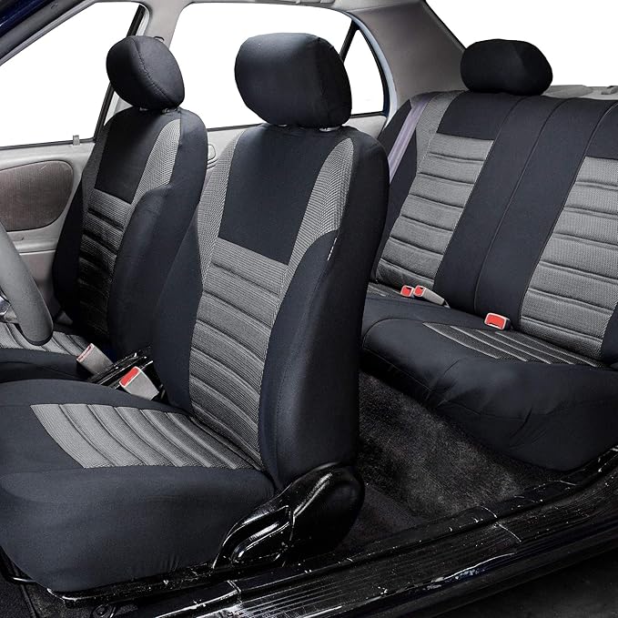 TLH Car Seat Covers Premium 3D Air Mesh Automotive Seat Covers Full Set Gray Seat Covers Airbag Compatible and Split Rear Car Seat Cover Universal Fit Interior Accessories for Cars Trucks and SUV