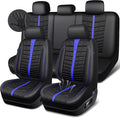 CAR PASS 3D Foam Mesh Black Blue Leather Car Seat Covers Full Set,Breathable Premium Leather Seat Covers for Car,Anti Slip Universal Fit for Trucks Cars Sedans Vans SUVs,Airbag Compatible,Black Blue
