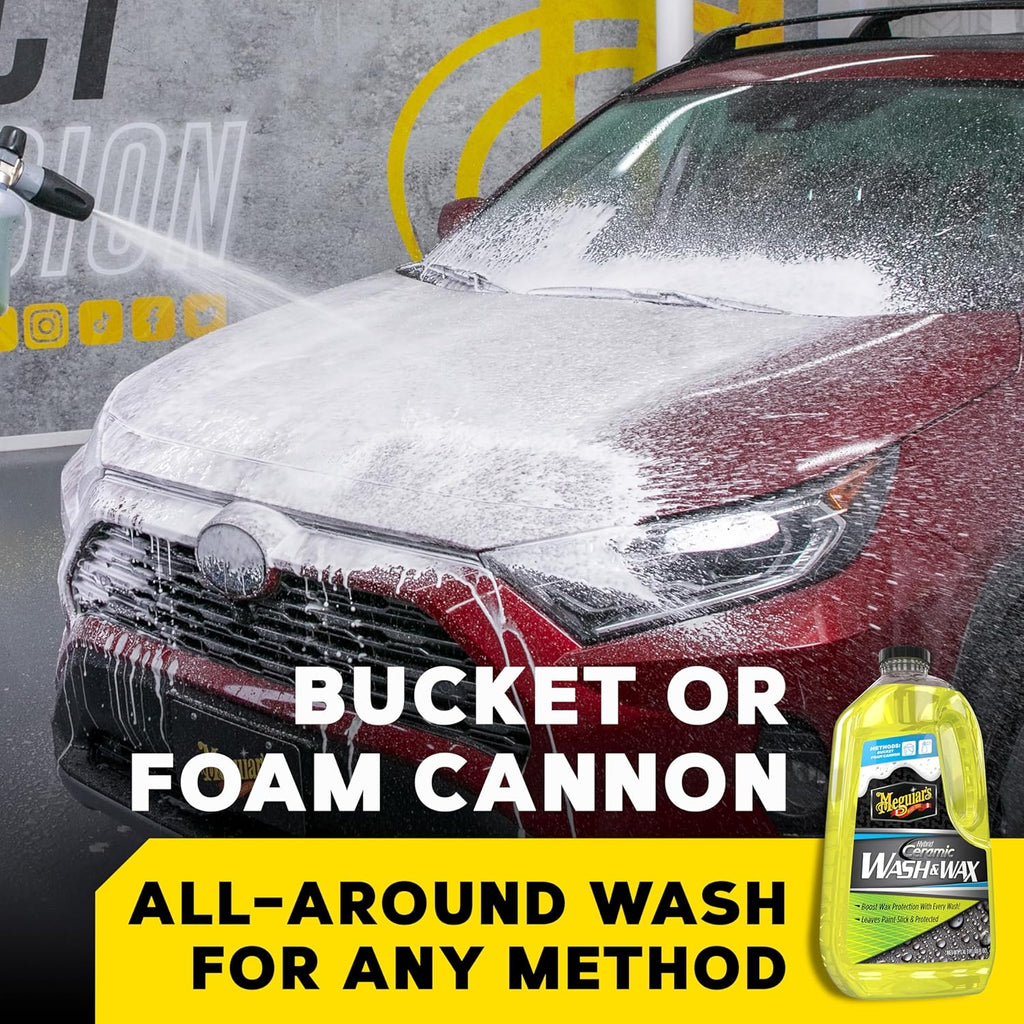 Meguiar's Hybrid Ceramic Wash & Wax - Sophisticated Car Wash Gently Cleans and Adds Shine and Slickness While Boosting Paint with Hybrid Ceramic Wax and Extreme Water Beading - 48oz