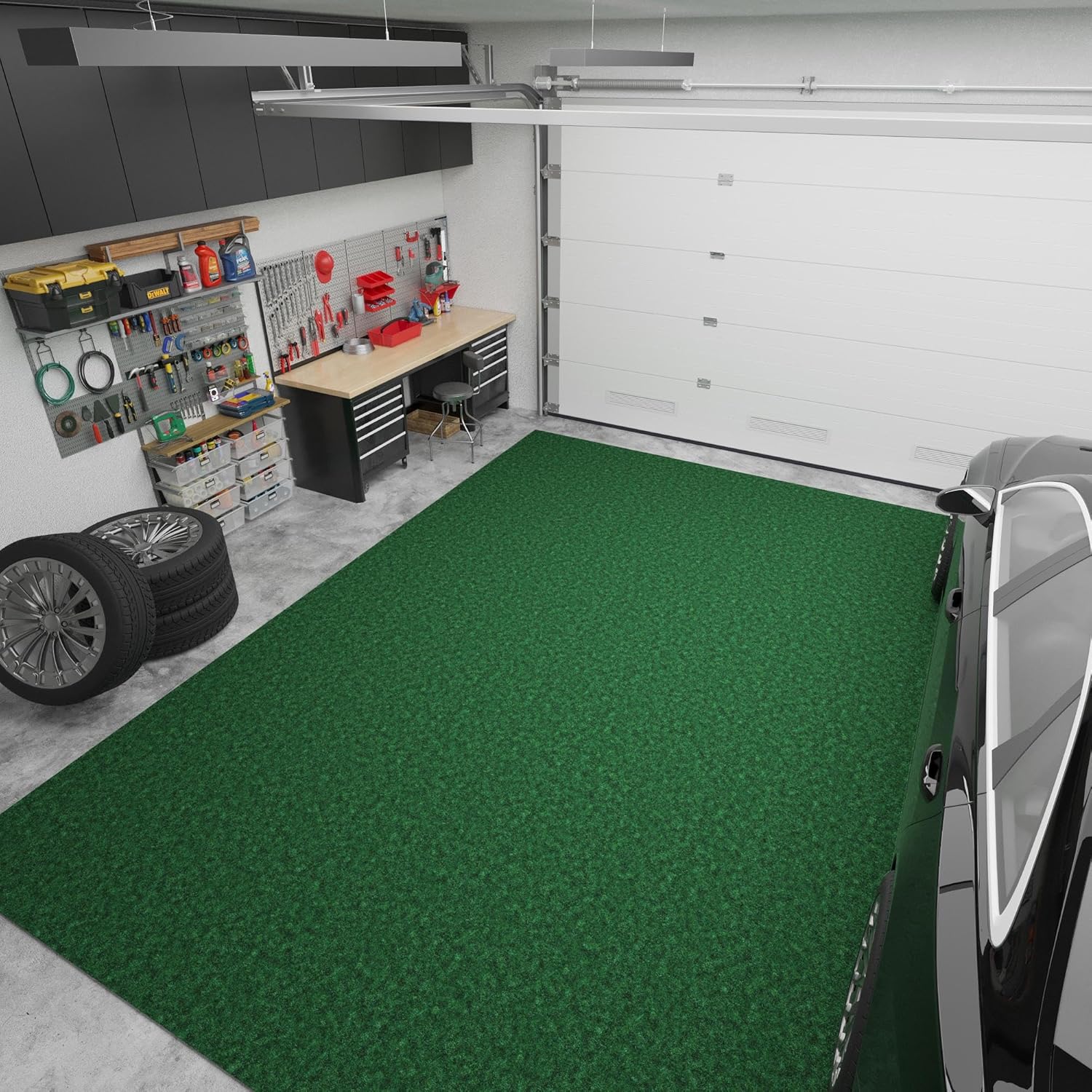 Ottomanson 6'6" x 19' Hallway Runner with Scraper Pile - Extra Durable Non-Slip Rug Mat for Indoor & Outdoor Use - Ideal for Kitchen, Entryway & Garage - High-Traffic Carpet, Green