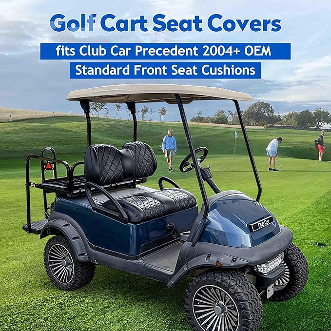 NOKINS Golf Cart Diamond Seat Covers Kit with Sponge Padding - Fit for Most OEM Standard Front Seats, OEM Standard Seat Upgrade Seat Covers (Fit for Club Car Precedent 2004-UP)