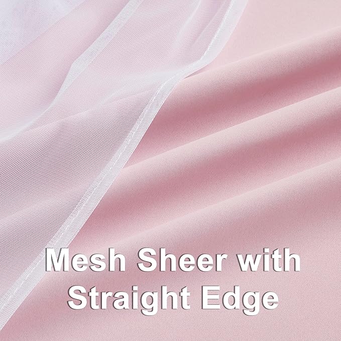 Bujasso Pink Blackout Curtains with Sheer Overlay Mix and Match Double Layer 80% Room Darkening Window Treatment Set for Girls Bedroom Living Room Pink Drapes with Tiebacks Grommet Top 37" Wx95 Lx2