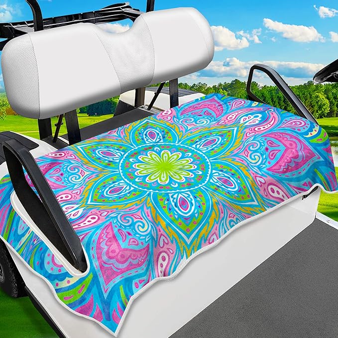 ENYORSE Golf Cart Seat Covers - Ethnic Style Golf Cart Towel Blanket for 2/4 Seater, Soft & Breathable Microfiber, Keeps Seats Cool & Comfortable, 51”x31”, Fits EZGO/Yamaha/Club Car