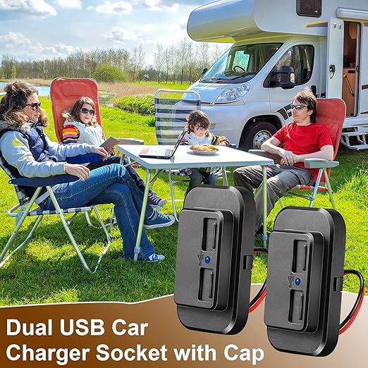 Frienda 6 Pieces 12V USB Automotive USB Panel Mount 12V USB Outlet Multi Switch Panel Car Outlet Socket Power Dual Port 12V 24V Quick Car Port for Cars Bus ATV RV Boat Truck, 3.1 A