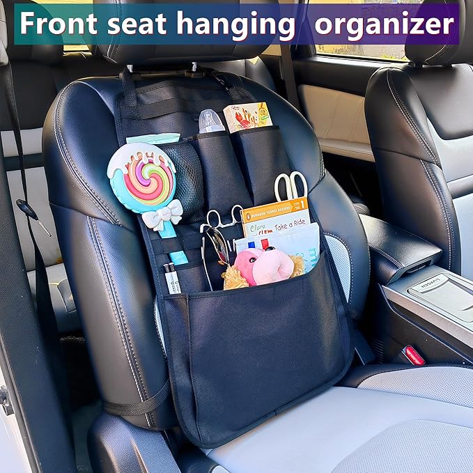 Car Seat Back Organizer,Back Seat Pocket,Car Seat Organizer with Multiple Pockets, Automotive Consoles & Organizers Universal Front Seat Organizer Travel Must-have (Black)