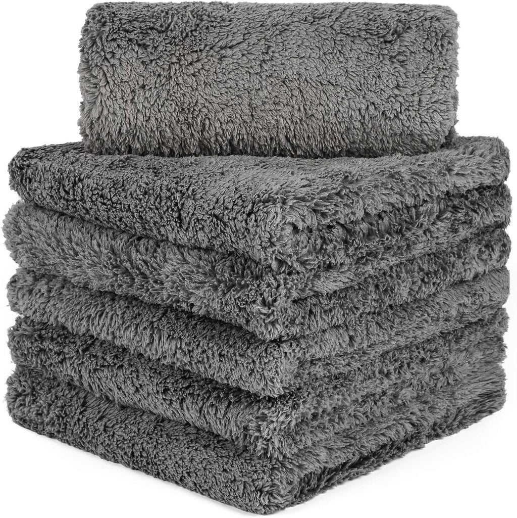 CARCAREZ Microfiber Towels for Cars, Car Drying Wash Detailing Towel with Plush Edgeless Microfiber Cloth (Grey)