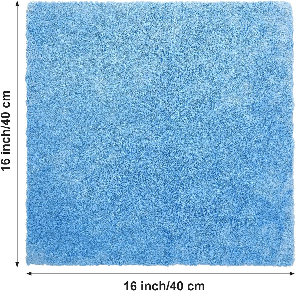 Shimeyao 30 Pcs Edgeless Microfiber Plush Towels for Cars Detailing Drying Wash Polishing Absorbent Cleaning Cloths, 500 GSM, 16 x 16 Inch(Light Blue)