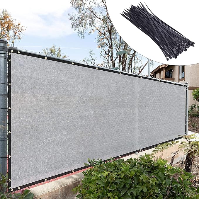 Royal Shade Custom Size 5' x 49' Grey Fence Privacy Screen Windscreen Cover Netting Mesh Fabric Cloth - Cable Zip Ties Included (We Make Custom Size)