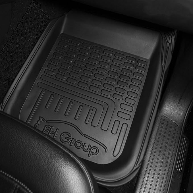FH Group Automotive Floor Mats - Deep Dish Floor Mats, TPO Plastic Climaproof Floor Mats for Cars, Universal Fit, Trimmable Car Floor Mats, Full Set, Floor Mats for Sedan, SUV, Truck Floor Mats Black