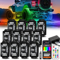 12 Pods Five Sided RGB Rock Lights for Trucks Jeep UTV SUV ATV Golf Cart, Multi Chasing Color App/Remote Control Led Rock Lights with Music Mode, Waterproof Exterior Underglow Kits for Cars(Patented)