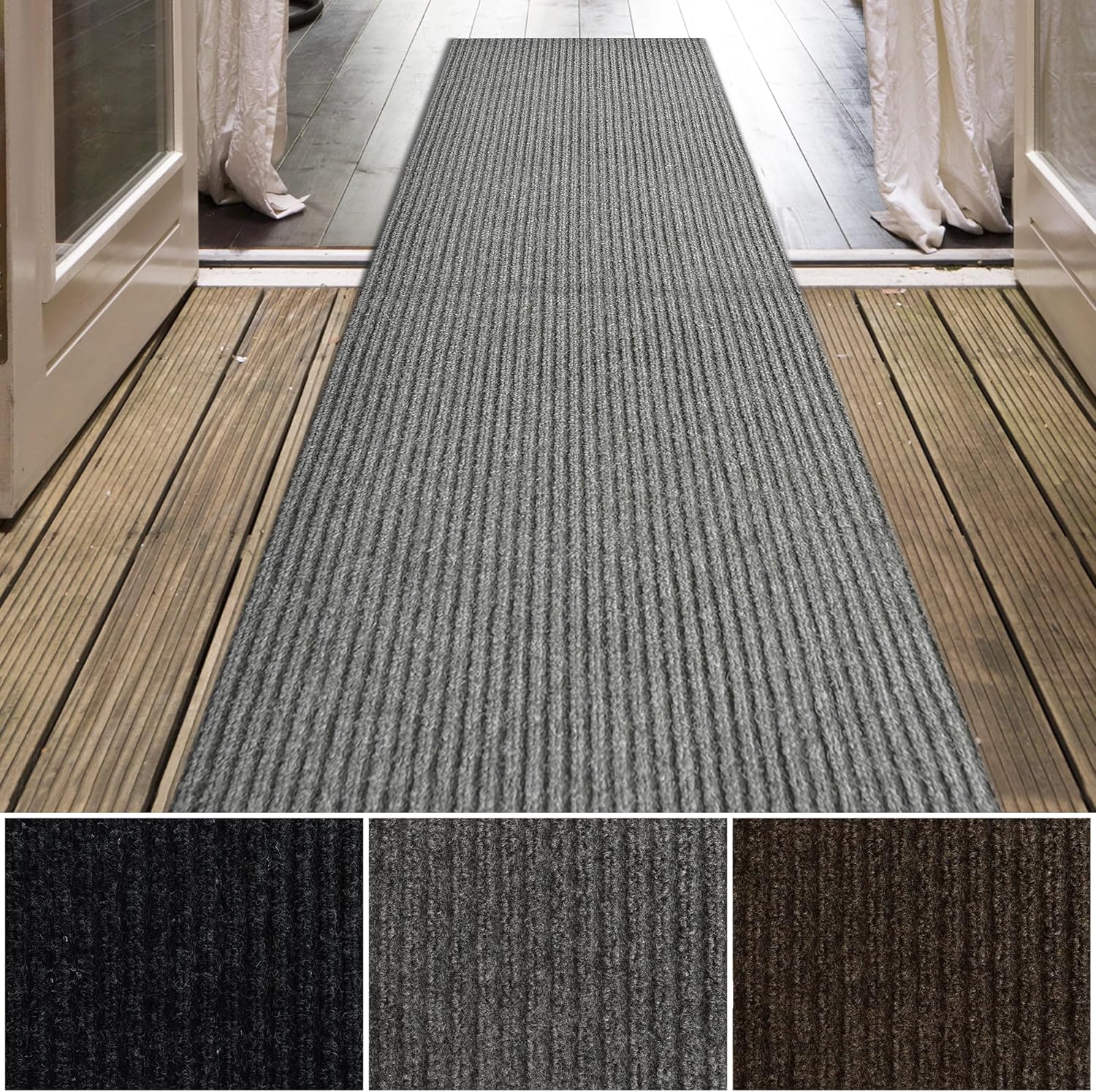 iCustomRug Spartan Weather Warrior Duty Indoor/Outdoor Utility Ribbed in 3ft,4ft,6ft Widths 70 Custom Sizes with Natural Non-Slip Rubber Backing 4'X50' in Grey