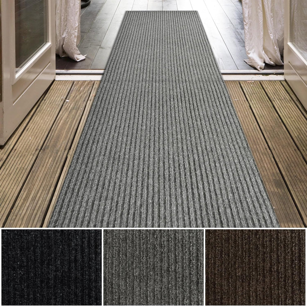 iCustomRug Spartan Weather Warrior Duty Indoor/Outdoor Utility Ribbed in 3ft,4ft,6ft Widths 70 Custom Sizes with Natural Non-Slip Rubber Backing 4'X6' in Grey