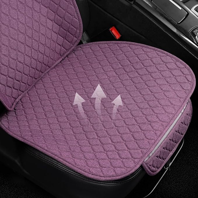 1 Pack Linen Car Seat Cover Front Seat Covers Soft & Breathable Front Premium Covers with Non-Slip Protector Universal Fits Most Automotive, Vans, SUVs, Trucks (1Pack Purple)