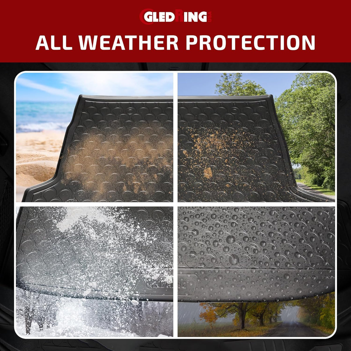 Gledring USA Custom Fit All-Weather Rubber Cargo Liner Intended for Land Rover Range Rover Velar 2017-2022, No Trimming Required, Tailored Custom Fit, Protects from Rain, Mud, & Snow