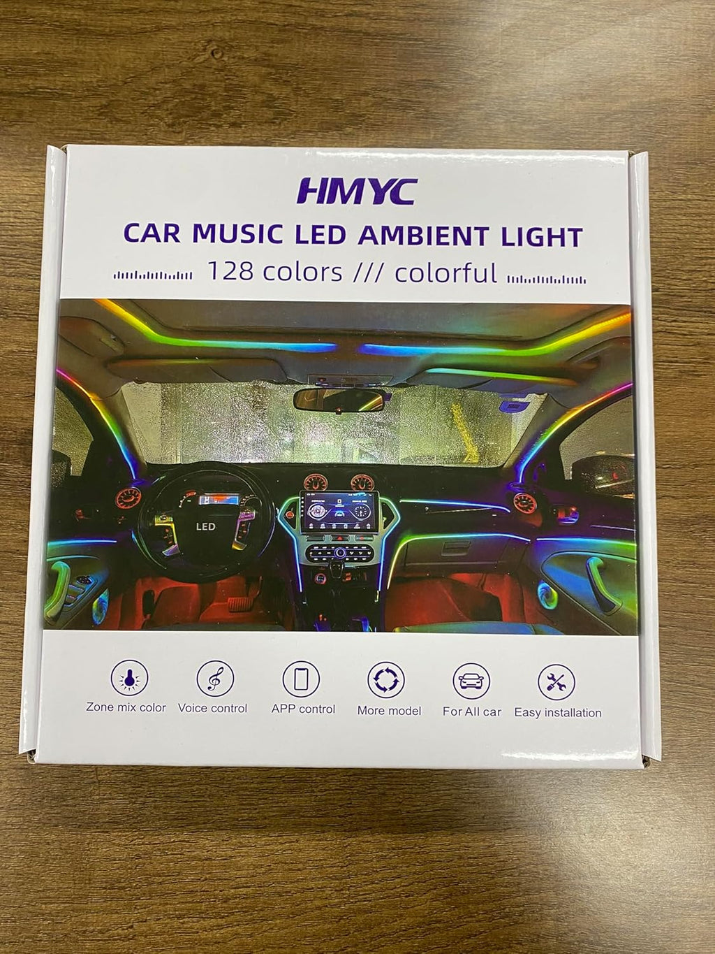 Dreamcolor Acrylic Interior Car Lights, 2 Piece 29.5inch/75cm 128 Colorful Car LED Strip Light RGB Fiber Optic Rainbow Ambient Lighting bar, Universal Decoration Dynamic Atmosphere Neon Lights