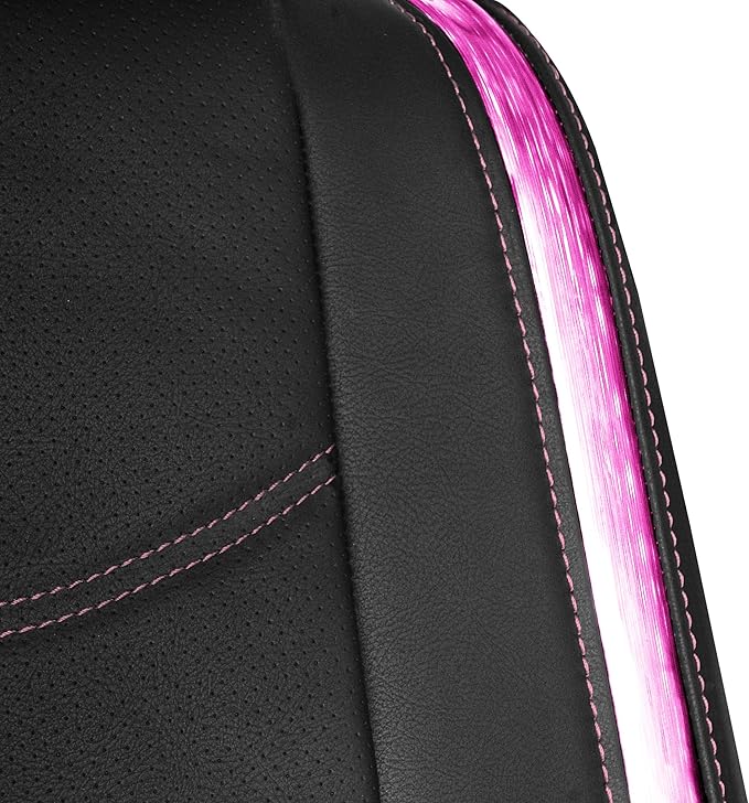 FH Group Full Set Faux Leather Car Seat Covers - Universal Fit, Low Back Front Seat Covers, Airbag Compatible, Split Bench Rear Seat Cover for SUV, Sedan, Pink