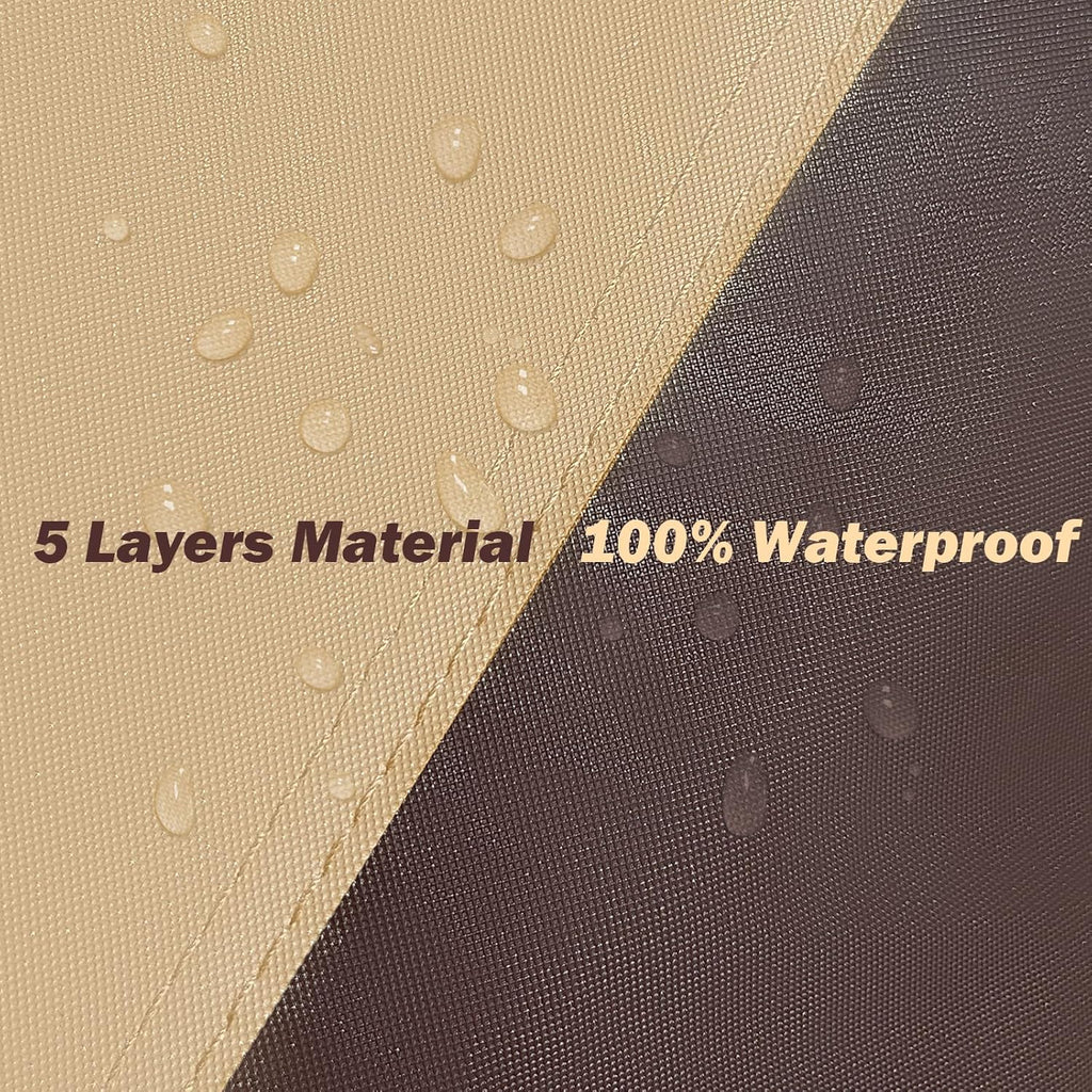 Heavy Duty Waterproof Car Cover Compatible with Jeep Wrangler 4 Doors 2006-2024 JK JL, Outdoor Anti-UV Sun Rain Protection Full Exterior Cover (Camel with Brown)