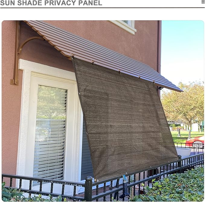 Alion Home Sun Shade Privacy Panel with Grommets and Hems on 4 Sides for Patio, Awning, Window, Pergola or Gazebo - Mocha Brown (10' x 14')