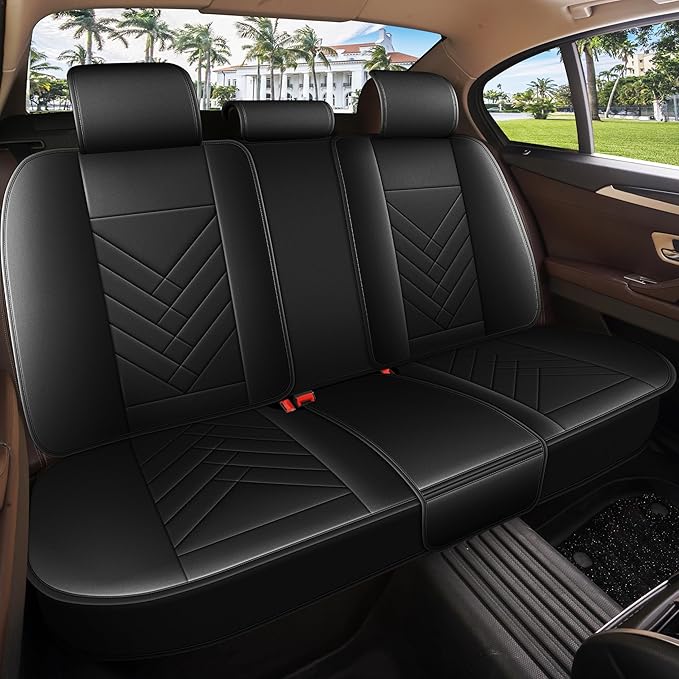 AOMSAZTO Car Seat Covers Full Set Fit for Nissan Rogue Sport 2017-2022 Waterproof Faux Leather Car Seat Cushions Automotive 5 Seat Covers Set（Black）