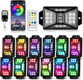 12 Pods Full Angle RGB Rock Lights Compatible with 12V Trucks Jeep UTV SUV ATV Boat Golf Cart, Waterproof Multi-Color, App/Remote Control Led Rock Lights with Music Mode(Patented)