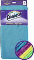 Fabuloso Microfiber Cleaning Cloths for Home & Car, Lint-Free Scratch-Free Rags for Glass, Kitchen & Wood, Reusable Machine Washable, Absorbent for Dusting & Wiping, Rainbow, 13 x 13 in, 8 Count