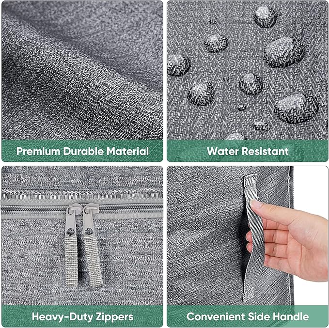 BALEINE 6-Pack Oversized Moving Bags with Reinforced Handles, Heavy-Duty Storage Tote for Clothes, Moving Supplies (Winter Grey, 6-Pack)