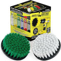 Household Cleaners - Drill Brush Soft White and Medium Green Combo Kit - Cleaning Supplies - Glass Cleaner - Scrub Brush - Leather, Shower Doors, Carpet, Fabric and Vinyl Seats - Kitchen Sink