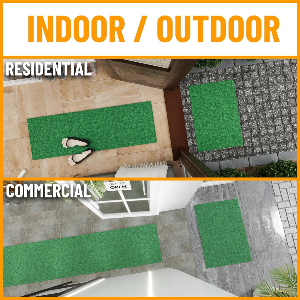 Ottomanson 2' x 6' Hallway Runner with Scraper Pile Extra Durable Non-Slip Rug Mat for Indoor & Outdoor Use - Ideal for Kitchen, Entryway, Patio & Garage - High-Traffic Carpet, Green
