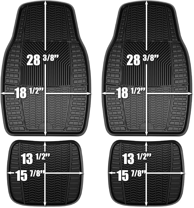 Armor All Floor Protector, Universal Floor Mats for Cars, Trucks, and SUVs, All-Season & Heavy-Duty Mats, No-Trim Fit for Easy Installation, Premium Quality and Easy to Clean, Black (4-Piece)