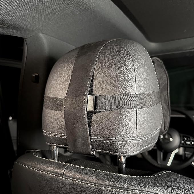 Car Headrest Pillow Memory Foam Soft Neck Support Comfortable Ergonomic Design Car Seat Headrest Pillow Universal Fit Travel Seat Pillow for Pain Relief While Driving Lord AutoFashion (1PC) (Black)