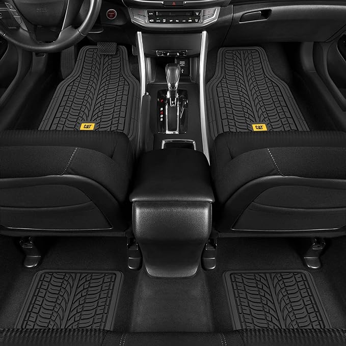 Cat® ToughTread™ Front & Rear Full Set of Floor Mats for Cars - All-Weather Heavy-Duty Trimmable Universal Fit Rubber Mat Truck & Car Accessories - Automotive Floor Mats for SUVs Car Interior