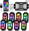 8 Pods Full Angle RGB Rock Lights Compatible with 12V Trucks Jeep UTV SUV ATV Boat Golf Cart, Waterproof, Multi-Color,Brake Light, App/Remote Control Led Rock Lights with Music Mode(Patented)