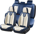 FLORICH Seat Covers for Cars, Seat Covers Full Set 5 Seats, Waterproof Leather Car Seat Covers, Front and Rear Seat Covers, Universal Seat Protector Accessories for Most Vehicles-Blue&White