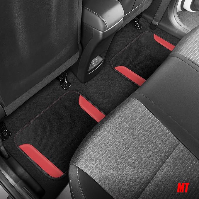 Motor Trend Waterproof Car Floor Mats Universal Fit Car Mats with Driver Heel Pad Leather Car Carpet Floor Mats for SUV Van Sedan Truck Anti-Slip Backing Carpet Mats Black and Red