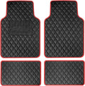 FH Group Floor Mats - Faux Leather Floor Mats for Cars, Universal Fit Automotive Floor Mats, All Purpose Car Floor Mats, PU Leather Protector Mat for Most Sedan, SUV, Truck Floor Mats Red
