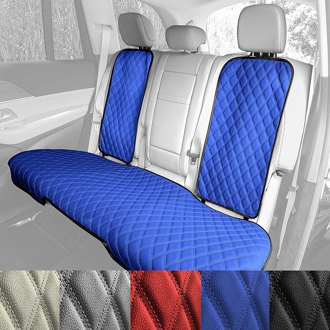 FH Group Car Seat Cushion Rear Set Beige Faux Leather Automotive Seat Cushions - Universal Fit, Rear Car Seat Cushion, Car Seat Cushions With Non-slip Silicone Backing for SUV, Sedan, Van