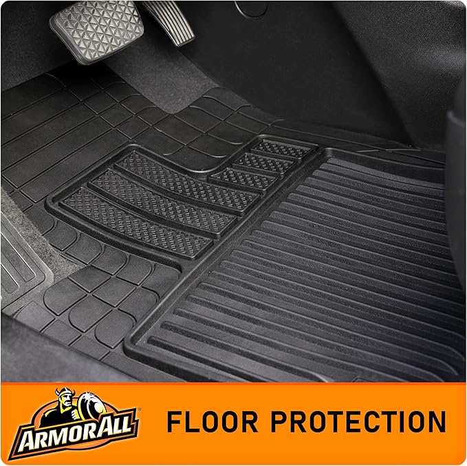 Armor All 5-Piece Weather Defender Floor Mats, Trim-to-Fit for Cars, Trucks, SUVs — Black