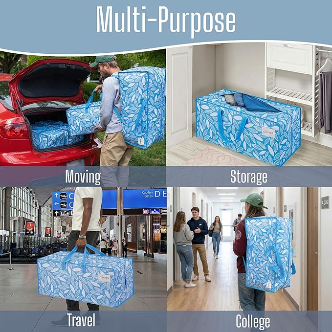 VENO 4 Pack Heavy Duty Moving Bags with Backpack Straps, Zippers & Handles, Extra Large Packing Bags for College Dorm Essentials, Moving Supplies Alternative to Cardboard Moving Boxes