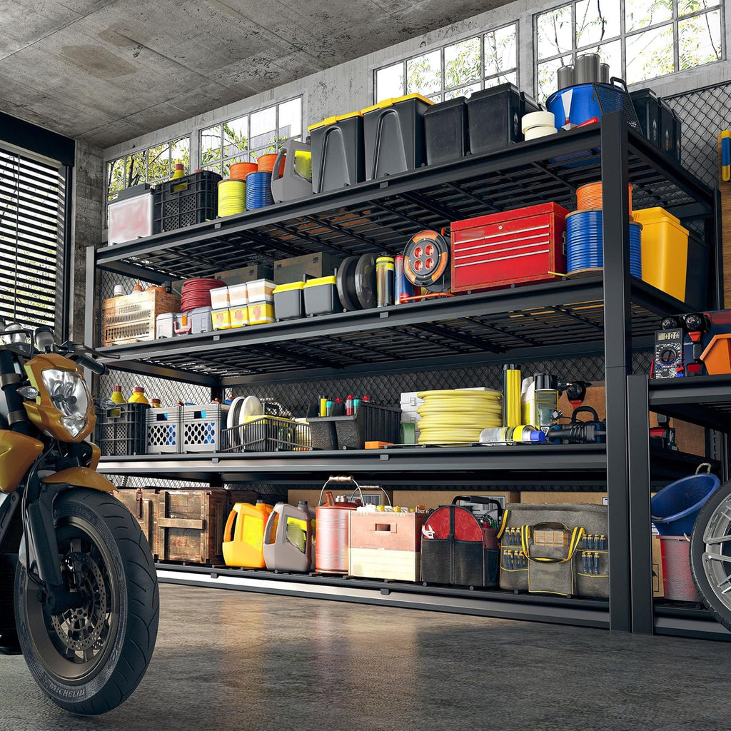 REIBII 60" W Garage Shelving Heavy Duty 2500LBS Storage Shelves 4-Tier Garage Shelves, Adjustable Metal Shelving for Warehouse, Pantry, Kitchen, Commercial, 60" W*60" H*24" D, 2 Pack