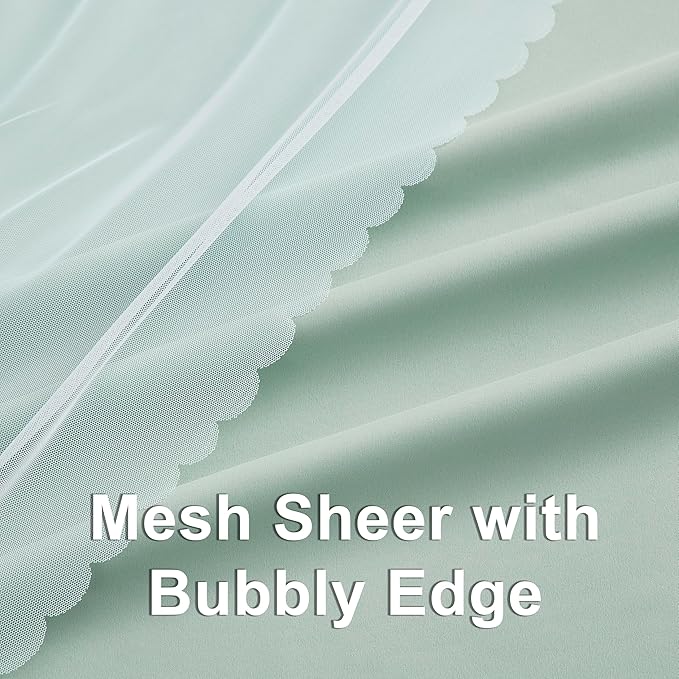 Bujasso Aqua 80% Blackout Curtains with Sheer Overlay Mix and Match Double Layer Thermal Insulated Window Panels 95 inch for Living Room Bedroom Mint Green Drapes with Tiebacks Grommet Top 37"Wx95"Lx2