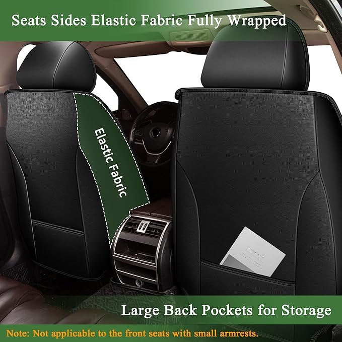 Car Seat Covers for Honda Accord 2003-2017: Breathable Perforated Leather Seat Cover (Full Set, Black)