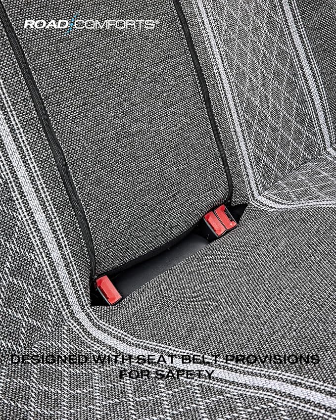 Road Comforts Baja Bench Seat Covers Grey Diamond Rear Blanket Seat Covers - Jacquard Fabric, Airbag Compatible, Universal Fits Car, Truck, SUV, and Vans