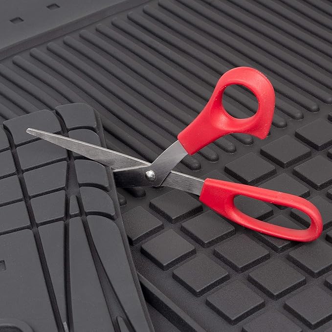 Motor Trend FlexTough Rubber Car Floor Mats and Rear Cargo Trunk Liner Mat, Full Set Trim-to-Fit Performance Heavy Duty Auto SUVs Trucks Cars Vans, Non-Slip Deep Dish Grid Weatherproof Waterproof