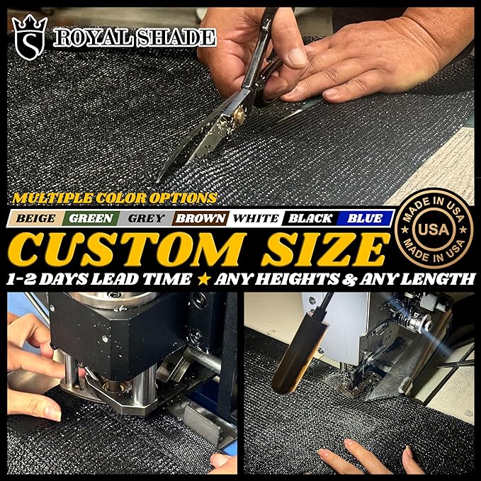 Royal Shade Custom Size 6' x 196' Beige Fence Privacy Screen Windscreen Cover Netting Mesh Fabric Cloth - Cable Zip Ties Included (We Make Custom Size)