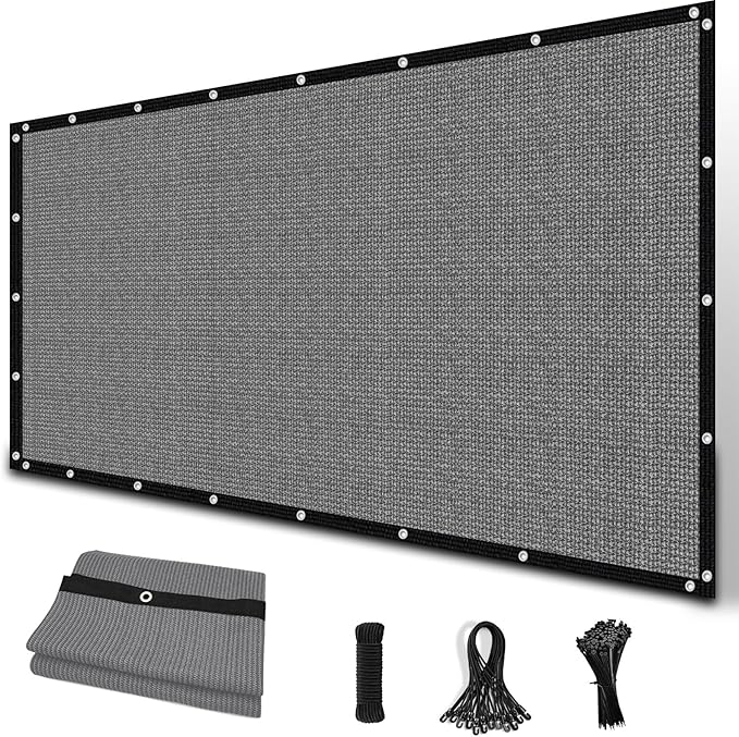 Amagenix 90% Sun Shade Cloth with Grommets, 3' x 10' Pergola Replacement Shade Cover Canopy Privacy Screen for Outdoor Patio Garden, Gray (We Customized)