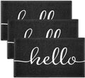 EARTHALL Door Mat 3-Pack Outside Inside Hello Doormat 30"x17.5" Durable Floor Mat Non Slip Rug Ultra Absorb Mud Easy Clean Front Doormat for Garage, Entryway, Patio, High Traffic Areas, Black