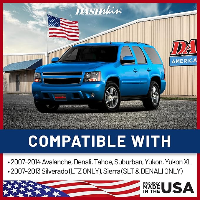 DashSkin Dash Cover Compatible with 2007-2014 Chevy Tahoe Suburban Avalanche & GMC Yukon & Yukon XL with Dash Speaker in Cocoa - Hard Molded Plastic Dashboard Cap