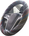 Small Ethnic Style Coarse Flax Cloth Automotive Steering Wheel Cover Anti Slip and Sweat Absorption Auto Car Wrap Cover (14''-14.25, E)
