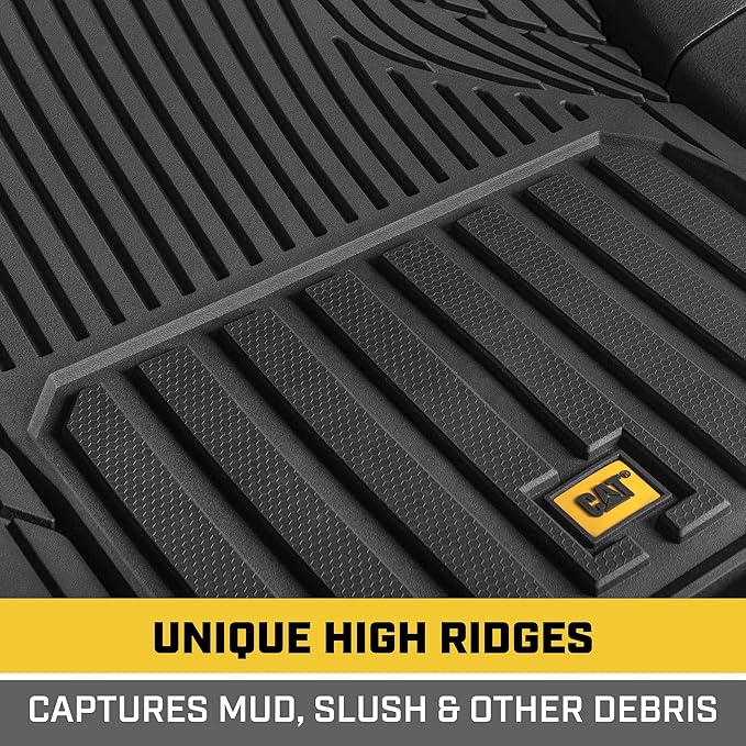 CAT® ToughLiner™ Black Car Floor Mat– Heavy-Duty Trim to Fit for Trucks, & SUVs – All-Weather Odorless Rubber Automotive Mat & SUV Floor Liners for Maximum Protection